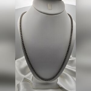 Black Rhodium Over Sterling Silver 925 Diamond Cut Ice Barrel Link Necklace